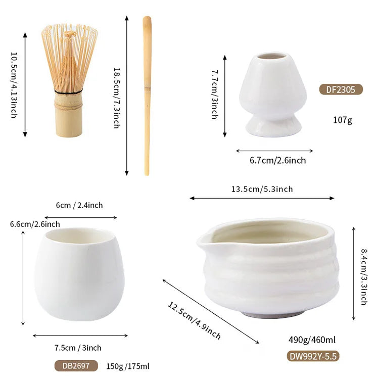 1set Japanese Matcha Set, White Mouth with Matcha Bowl and Matchas Whisk Set Tea Set, Gift for Matcha"s Lovers