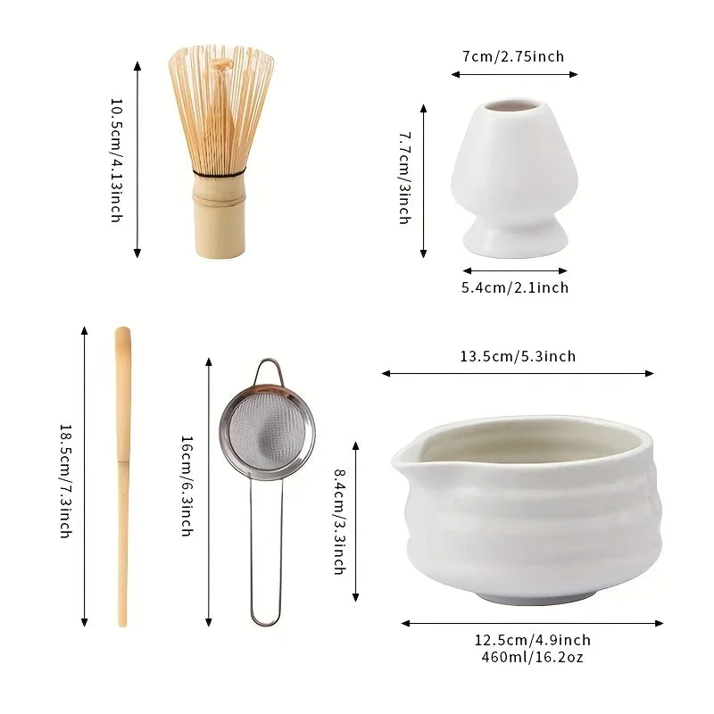 1set Japanese Matcha Set, White Mouth with Matcha Bowl and Matchas Whisk Set Tea Set, Gift for Matcha"s Lovers