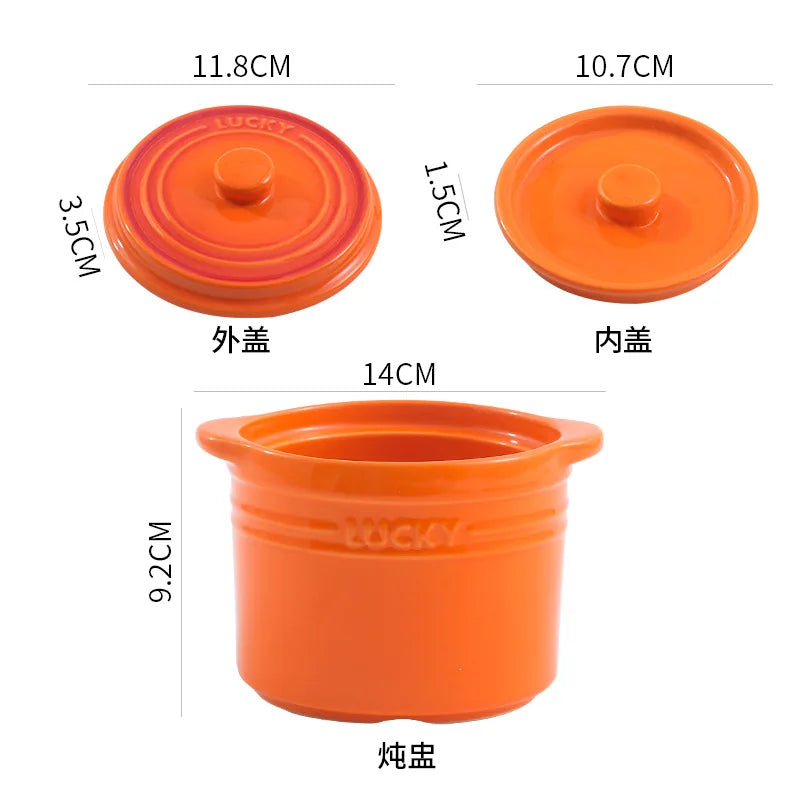 Double Lid Ceramic Bowl,Bird's Nest Steamed Egg Bowl Dessert Cup Stockpot for Boiling, Simmer Cooking Pot Kitchen Cooking Tools