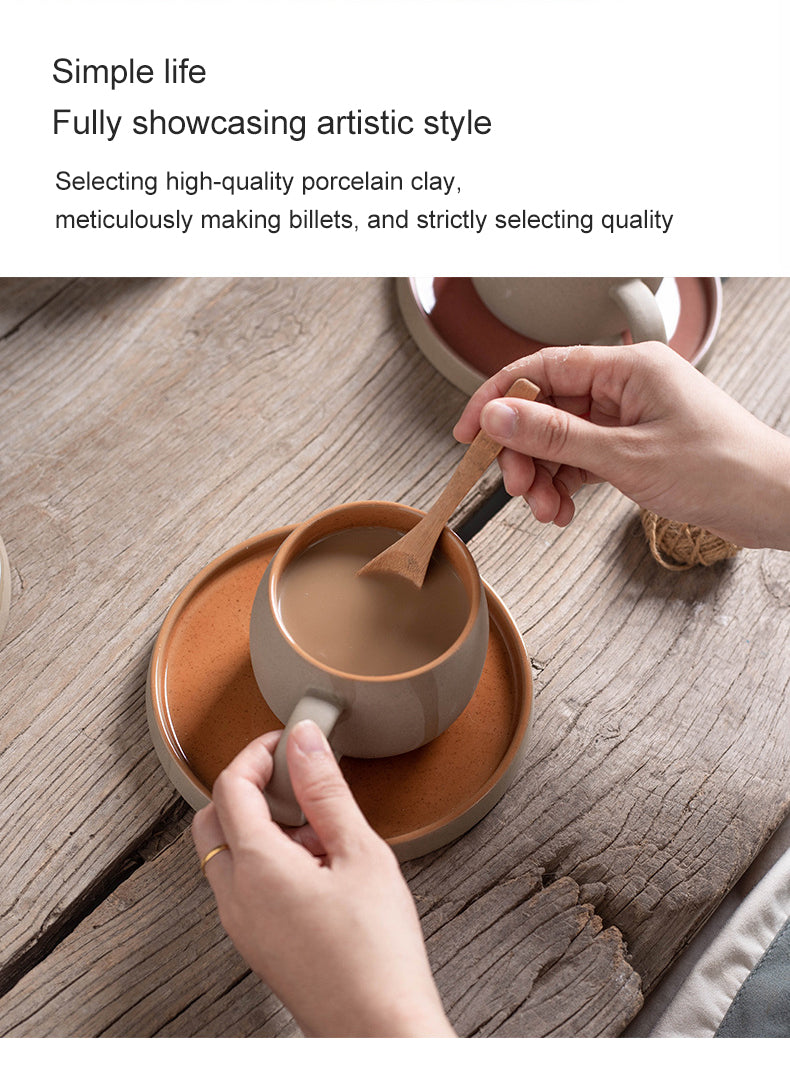 Ceramic Mug set In Japanese Retro Style Minimalist Afternoon Tea Cup Coffee Cup Dessert Mug Valentine's Day Gift cup