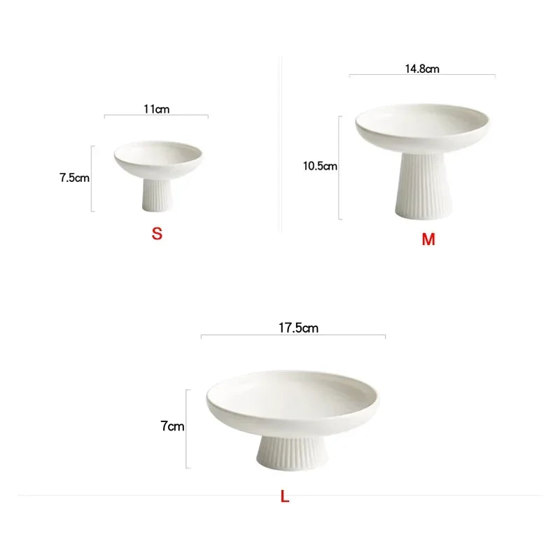 High Footed Plate Ceramic Japanese Style Exquisite Small Fruit Platter Snack Plates Office Tea Dish Restaurant Hotel Tableware