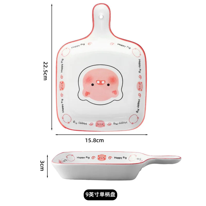 Cute Pig Ceramic Bowl Set Under Glaze Color Home Tableware Porcelain Dishes New Design