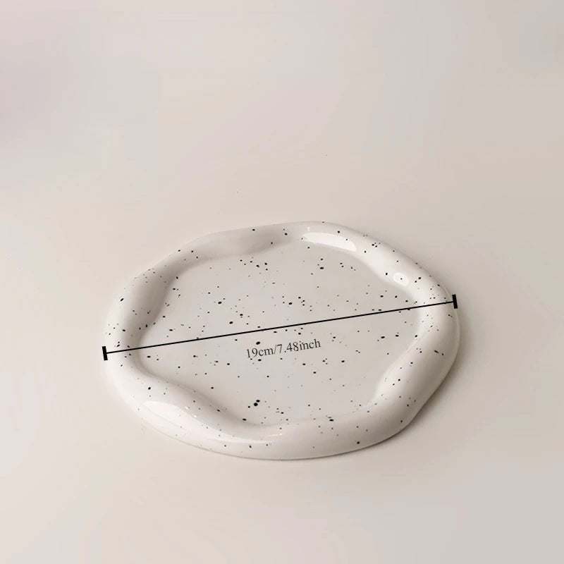 Creative Home Light Luxury Decoration Tray Ceramic Storage Tray Fruit Snack Tray Coffee Table Jewelry Tray Ins Decoration