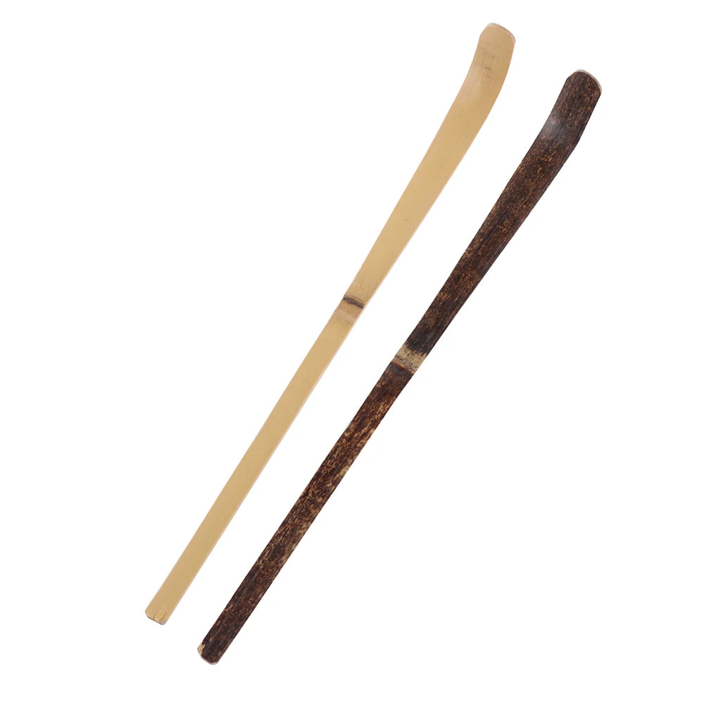 Wood Tea Sticks Matcha Spoon Teaware Teaspoon Handmade Black Bamboo Leaf Spatula Guide Kitchen Tool Spice Gadget Cooking Utensil