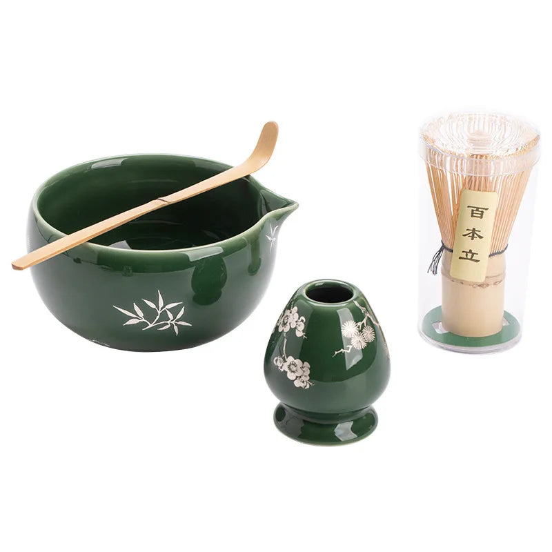 Geling Professional Japanese Ceramic Matcha Bowl Custom New Fashion Bamboo Chasen Matcha Whisk Set and Spoon