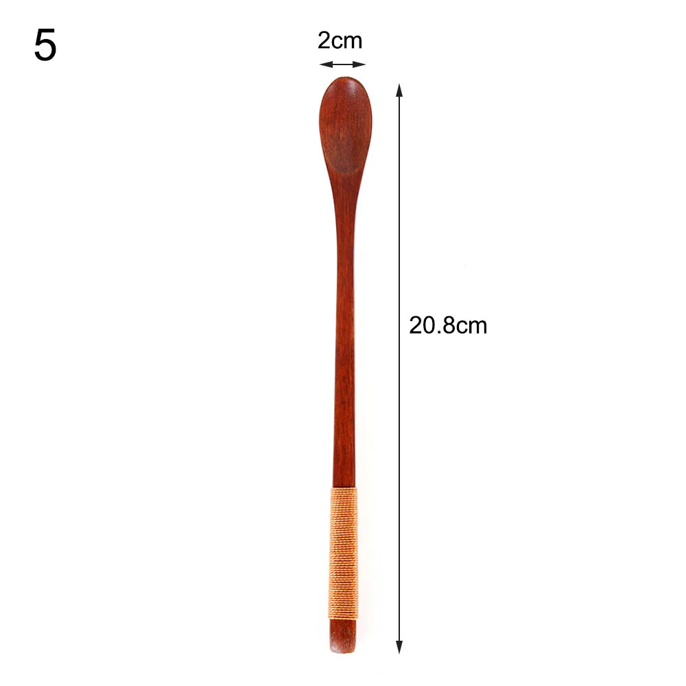 Wood Tea Sticks Matcha Spoon Teaware Teaspoon Handmade Black Bamboo Leaf Spatula Guide Kitchen Tool Spice Gadget Cooking Utensil