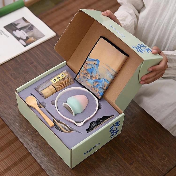 Low MOQ Japanese Ceremonial Grade Matcha Set Good Sale Ceramic Chawan Matcha Packaging with Box
