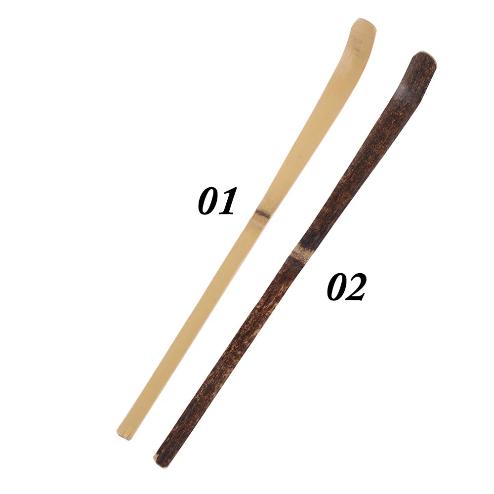 Wood Tea Sticks Matcha Spoon Teaware Teaspoon Handmade Black Bamboo Leaf Spatula Guide Kitchen Tool Spice Gadget Cooking Utensil