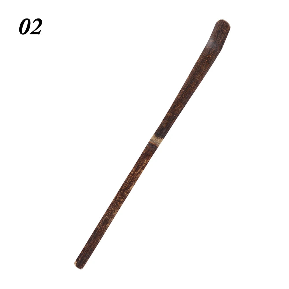 Wood Tea Sticks Matcha Spoon Teaware Teaspoon Handmade Black Bamboo Leaf Spatula Guide Kitchen Tool Spice Gadget Cooking Utensil