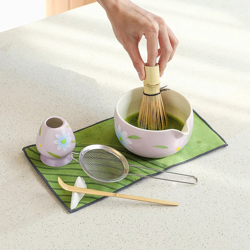 Geling Wholesale Bamboo Chasen Matcha Scoop Whisk Set Chinese Cheap Matcha Tools Set logo with Gift Packaging Box
