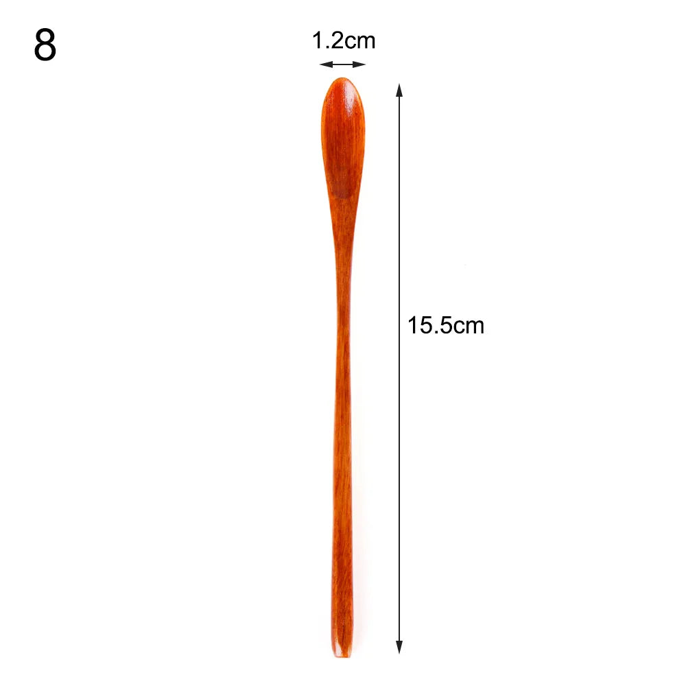 Wood Tea Sticks Matcha Spoon Teaware Teaspoon Handmade Black Bamboo Leaf Spatula Guide Kitchen Tool Spice Gadget Cooking Utensil