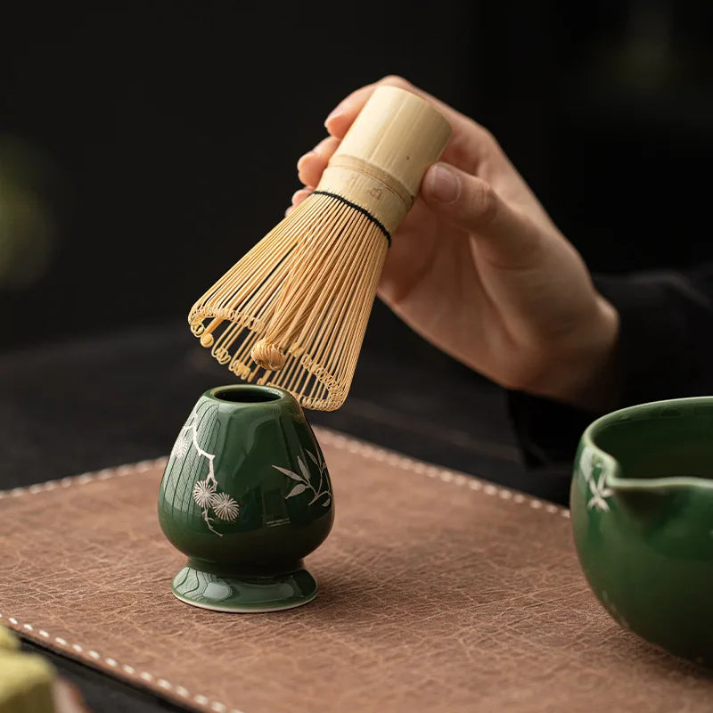 Geling Professional Japanese Ceramic Matcha Bowl Custom New Fashion Bamboo Chasen Matcha Whisk Set and Spoon