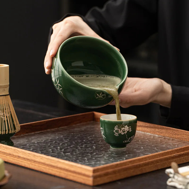 Geling Professional Japanese Ceramic Matcha Bowl Custom New Fashion Bamboo Chasen Matcha Whisk Set and Spoon