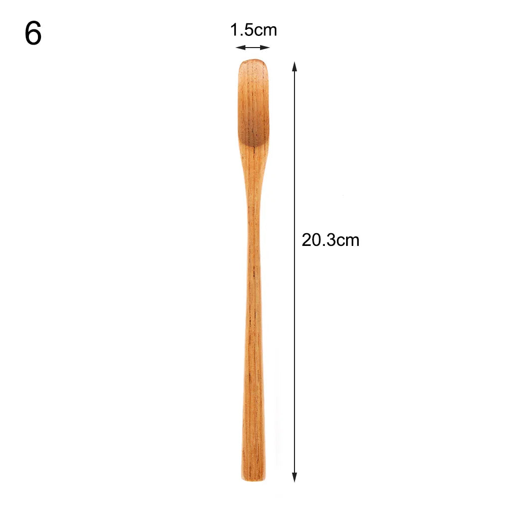 Wood Tea Sticks Matcha Spoon Teaware Teaspoon Handmade Black Bamboo Leaf Spatula Guide Kitchen Tool Spice Gadget Cooking Utensil