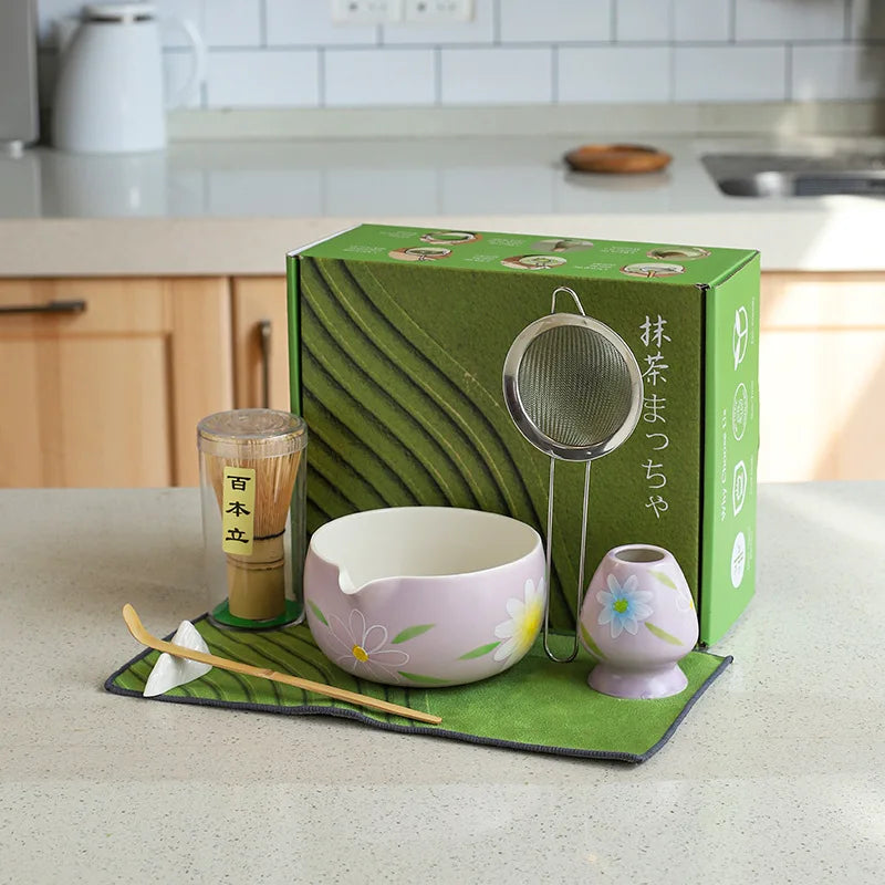Geling Wholesale Bamboo Chasen Matcha Scoop Whisk Set Chinese Cheap Matcha Tools Set logo with Gift Packaging Box