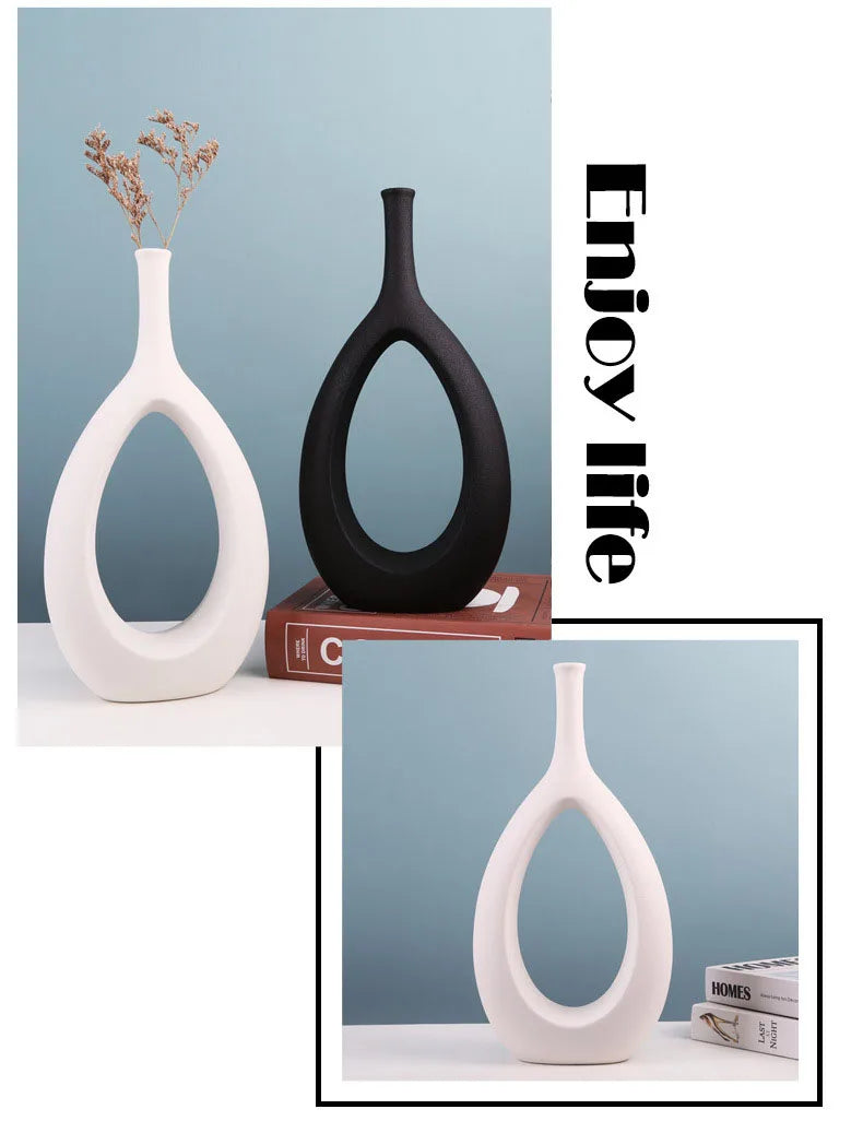 Ceramic Hollow Vase Nordic Flower Pot Modern Art Planter Pots Office Living Room Desktop Interior Home Decoration Accessories