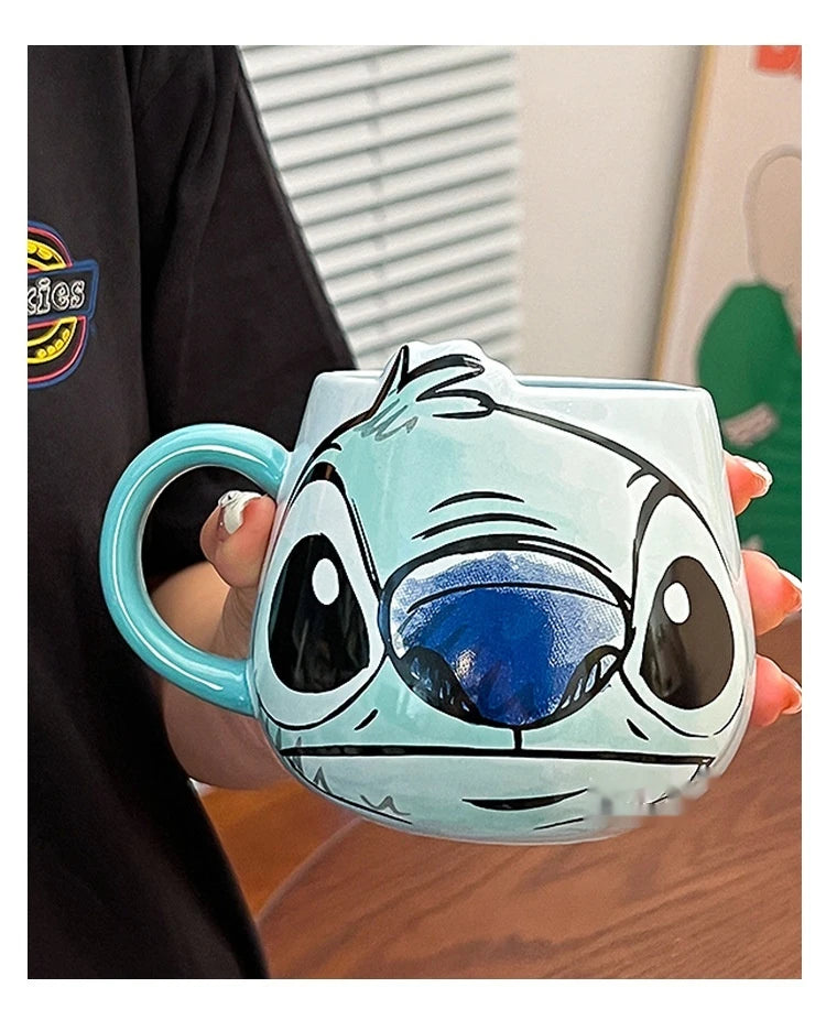 Disney Stitch New Cute Girl High Beauty Fashion Cartoon Creative Pattern Couple Milk Coffee Ceramic Mug Home Dormitory Gift Cup