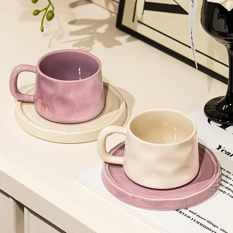 Ceramic Mugs Cute Coffee Cups and Saucers Creative Exquisite Afternoon teacup Breakfast Milk Mug Girl Gift Coffee Cup Water cups