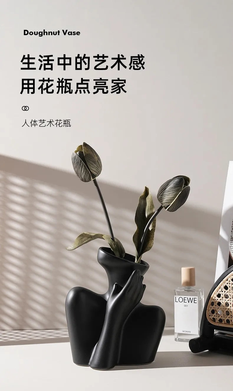 New Creative Human Vase Living Room Flower Arrangement Container Ceramic  Flower Pot Decoration Home Decoration Accessories