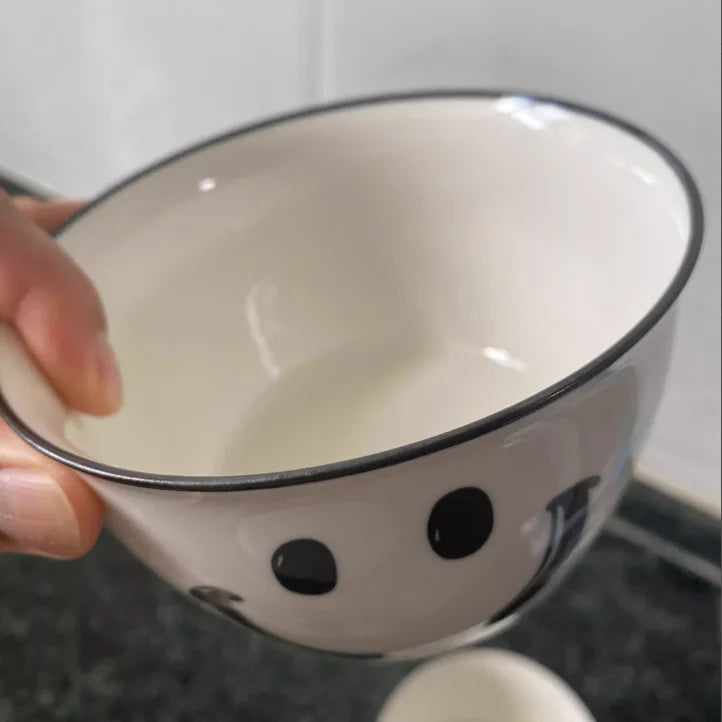 Smile Ceramic Bowl Rice Soup Salad Bowls White Plate Bowl Set Fruit Bowls Kitchen Household Supplies Nordic Korean Tableware