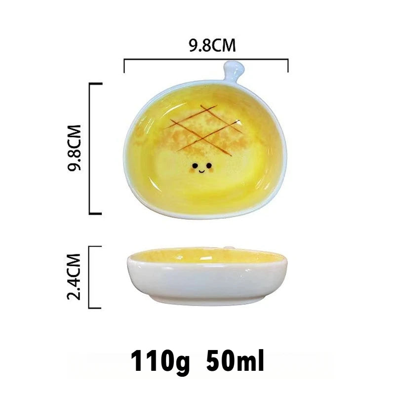 Ceramic bread plate cute croissant pattern dessert plate home creative plate