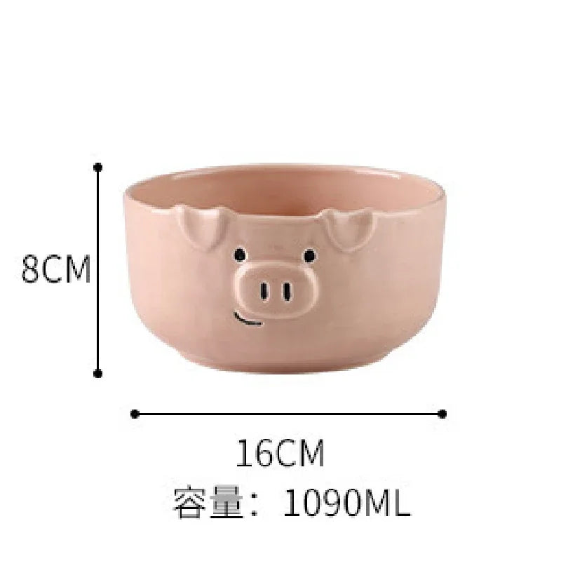 European Creative Cute Pink Pig Tableware Dishes Home Ceramic Plate Breakfast Nordic Wind Irregular Matte Plate Kitchen Utensils