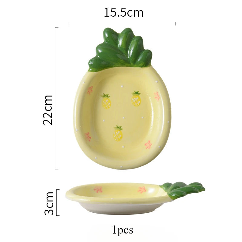 Fruit Plates Ceramic Household Cute Dessert Plates Salad Plates Home Desktop Fun Decoration Plates Mini Trays Kitchen Oil Plates