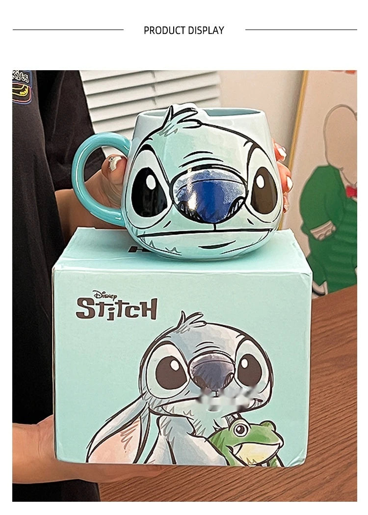 Disney Stitch New Cute Girl High Beauty Fashion Cartoon Creative Pattern Couple Milk Coffee Ceramic Mug Home Dormitory Gift Cup