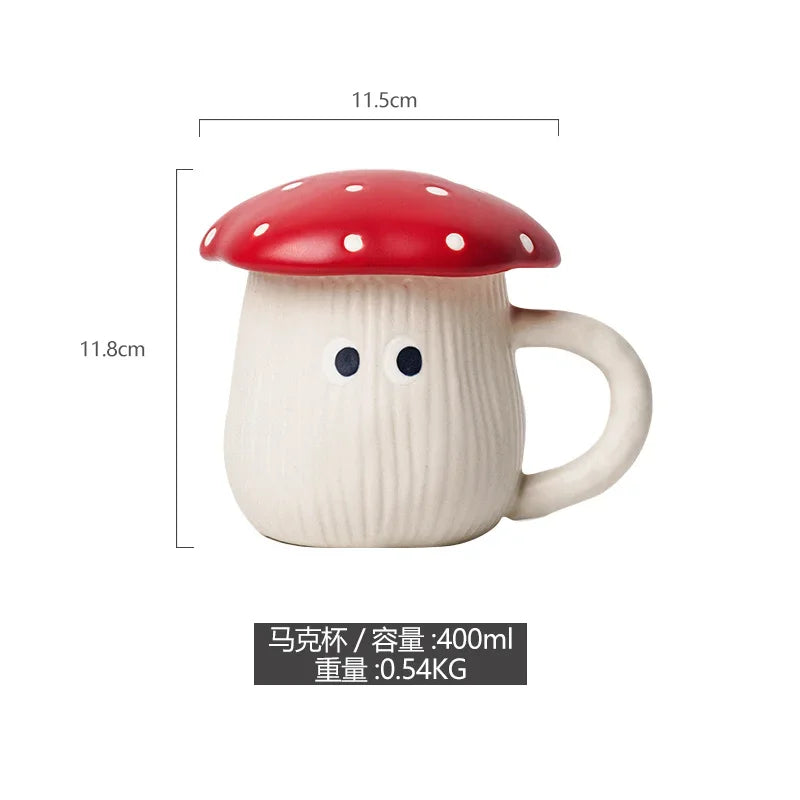 Cute Red Mushroom Ceramic Tableware Coffee Cup Afternoon Tea Set Creative Cartoon Pastry Plate Rice Bowl Salad Plate Dinner Dish