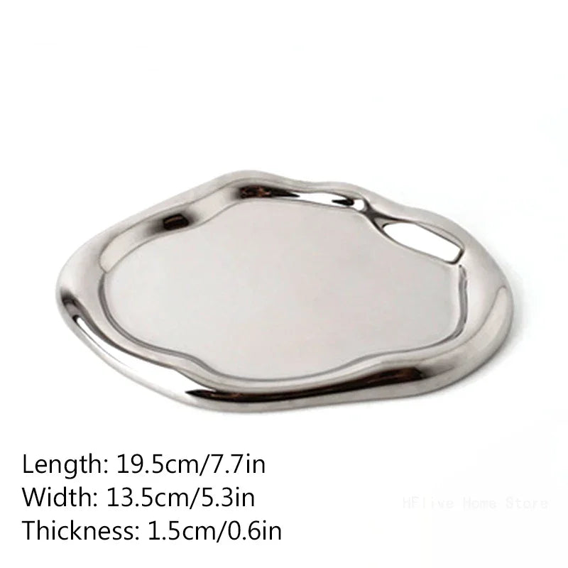 Nordic Silver Plated Ceramic Dish Irregular Tray Decorative Jewelry Organizer ins Creative Tray Luxury Ceramic Storage Tray