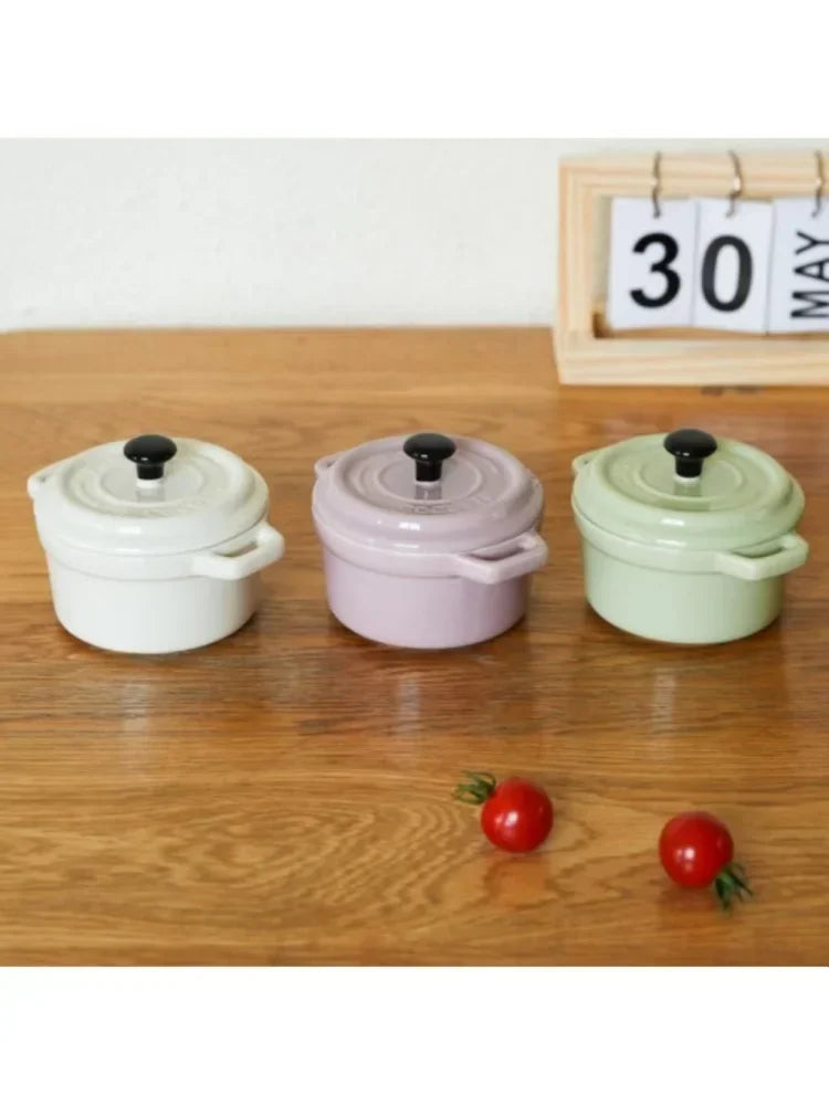 Ceramic Breakfast Bowl with Hanging Ears Anti-scalding Microwaveable Kid's Steamed Egg Food Bowl with Lid Household Soup Bowl