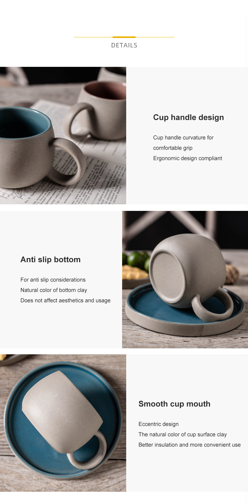 Ceramic Mug set In Japanese Retro Style Minimalist Afternoon Tea Cup Coffee Cup Dessert Mug Valentine's Day Gift cup
