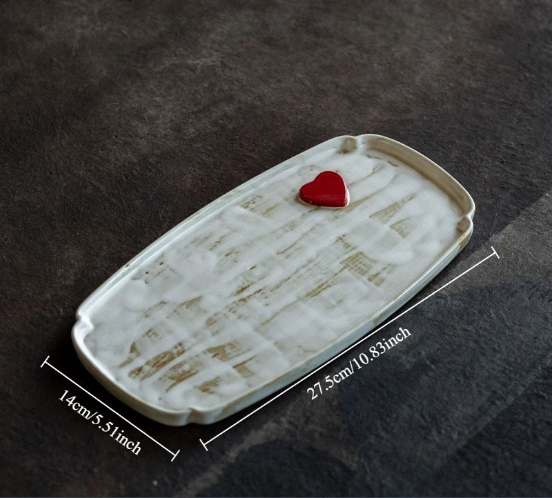 Creative Dry Brew Tray Ceramic Tea Tray Powder Introduction Oval Retro Home Use