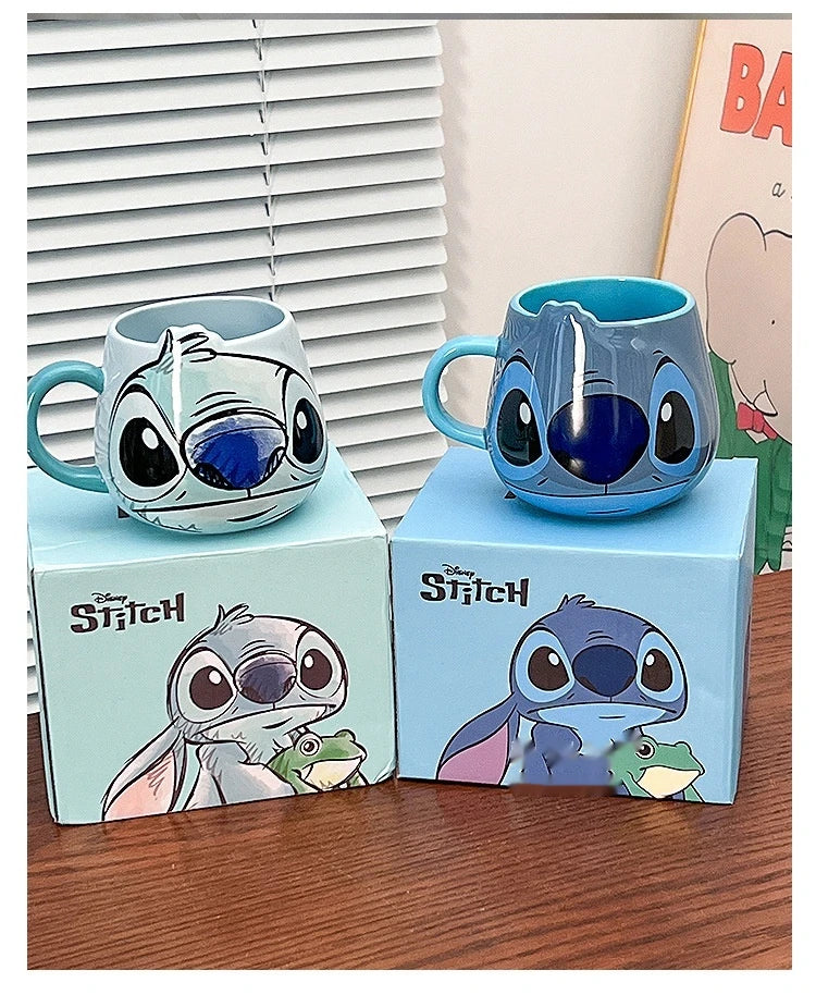 Disney Stitch New Cute Girl High Beauty Fashion Cartoon Creative Pattern Couple Milk Coffee Ceramic Mug Home Dormitory Gift Cup