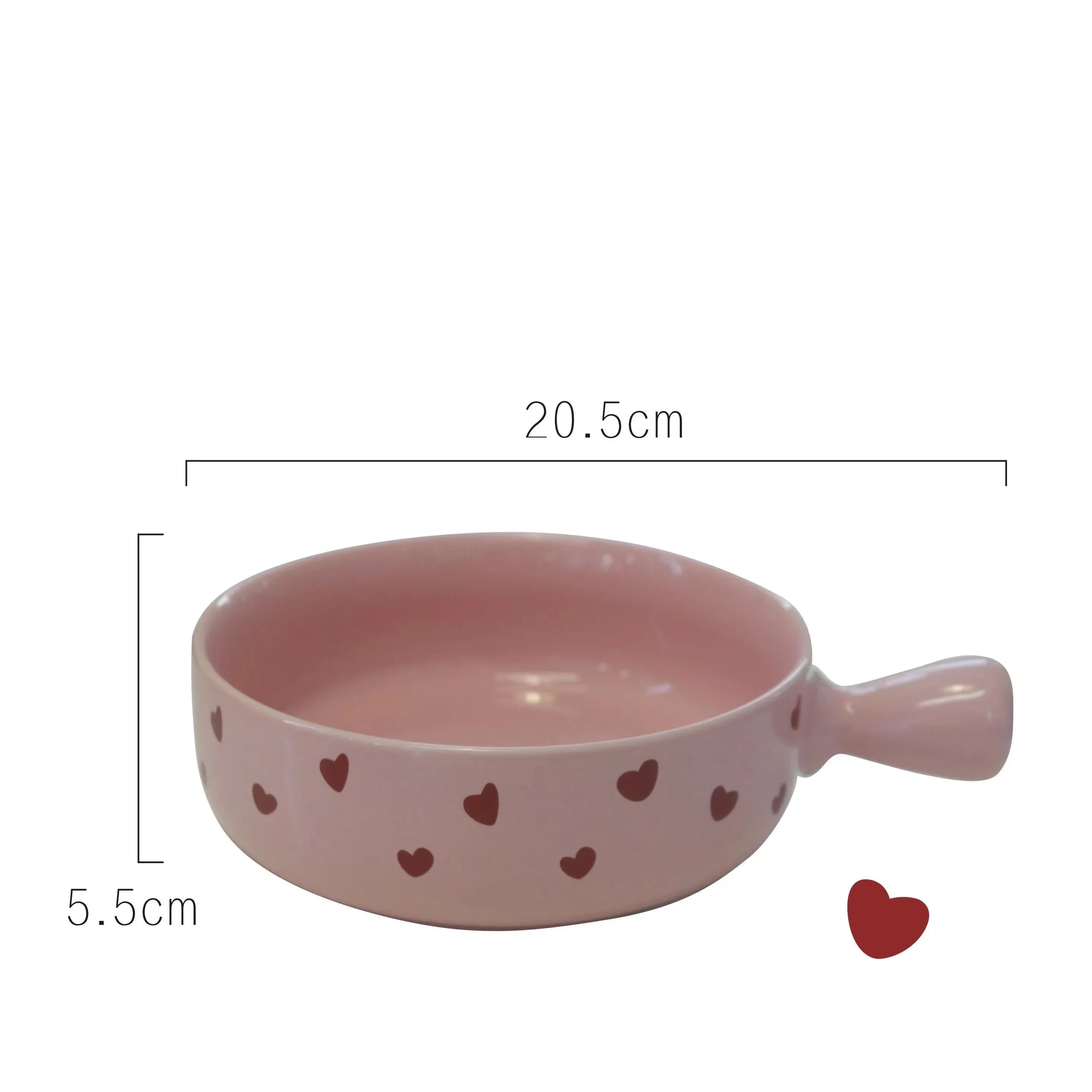 Pink Love Cutlery Set Rice Bowl Household Ceramic Double Ear Instant Noodle Soup Bowl Hand Paired Spoon Combination Noodle Bowl
