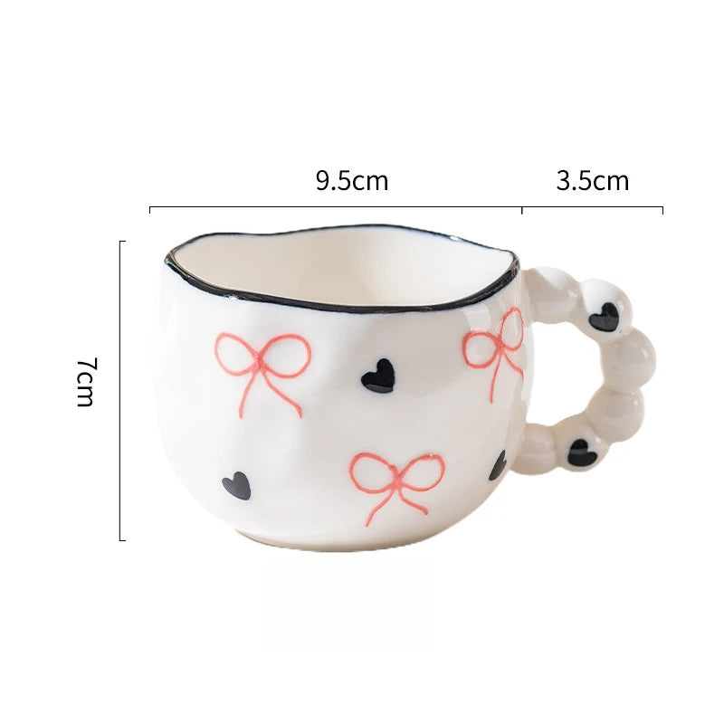 Cute Ceramic Mugs Cloud Heart Pattern Coffee Cups Flower Milk Tea Cup 250ML Drinkware Kitchen