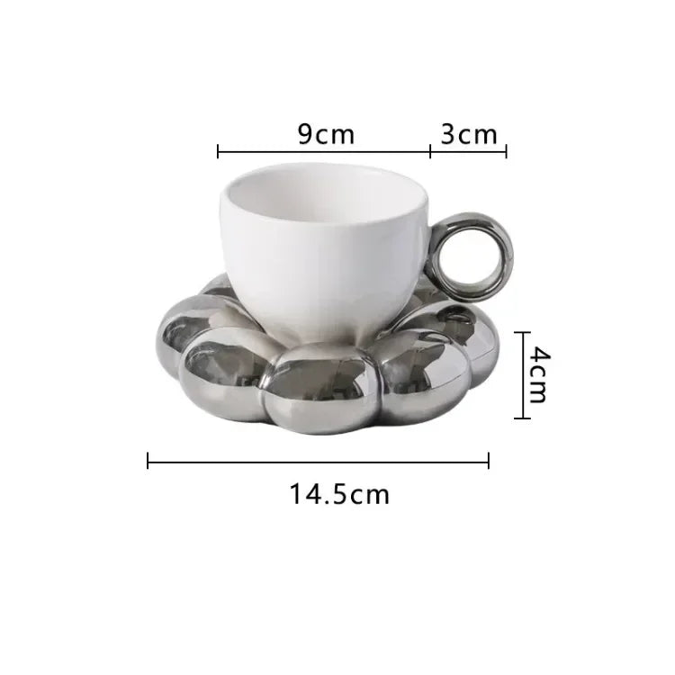 Ceramic Cloud-Shaped Coffee Cup Creative Sunflower Saucer Unique Office Afternoon Tea Mug Exquisite Milk Cups Kitchen Drinkware
