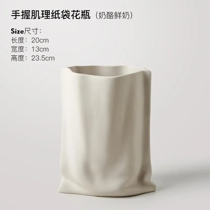 Beihanmei Cream Ceramic Vase Elegant Home Decor for Living Room Entryway Tabletop Flower Arrangement