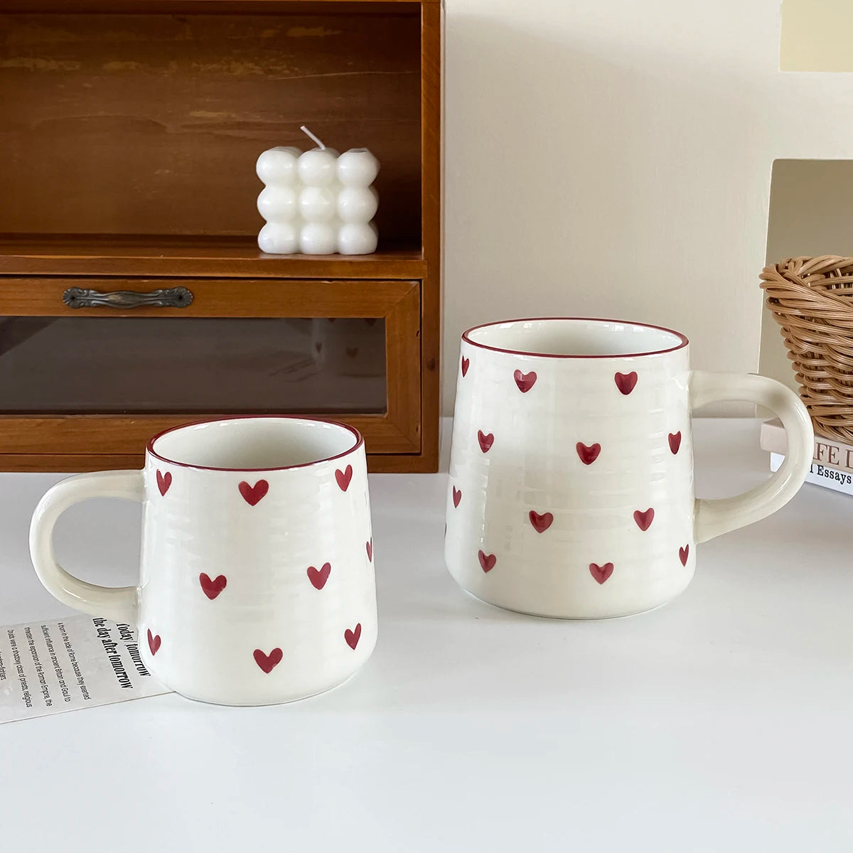 Love Ceramic Mug, Cute Little Love Ceramic Mug Coffee Cup Drinking Cup, Suitable for Home Drinking, Afternoon Tea Drinking, Office Drinking, Coffee Shop Latte Art, Souvenir, Valentine's Day Holiday Gift, Birthday Gift