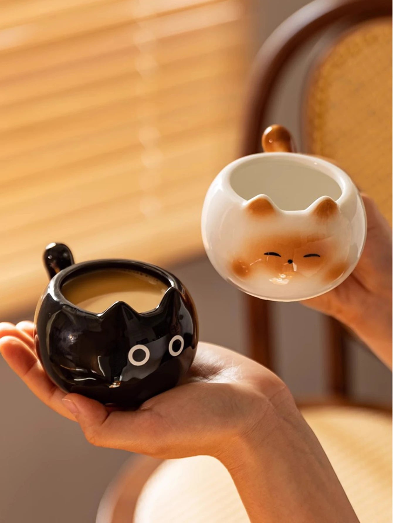 1Pc Siamese Cat Coffee Cup Creative Cute Kitten Mug High-Looking Exquisite Cup Suitable for Coffee Shop Latte Latte Cup Office Living Room Home Bedroom Drinking Cup Afternoon Tea Flower Tea Black Tea Cup Gift