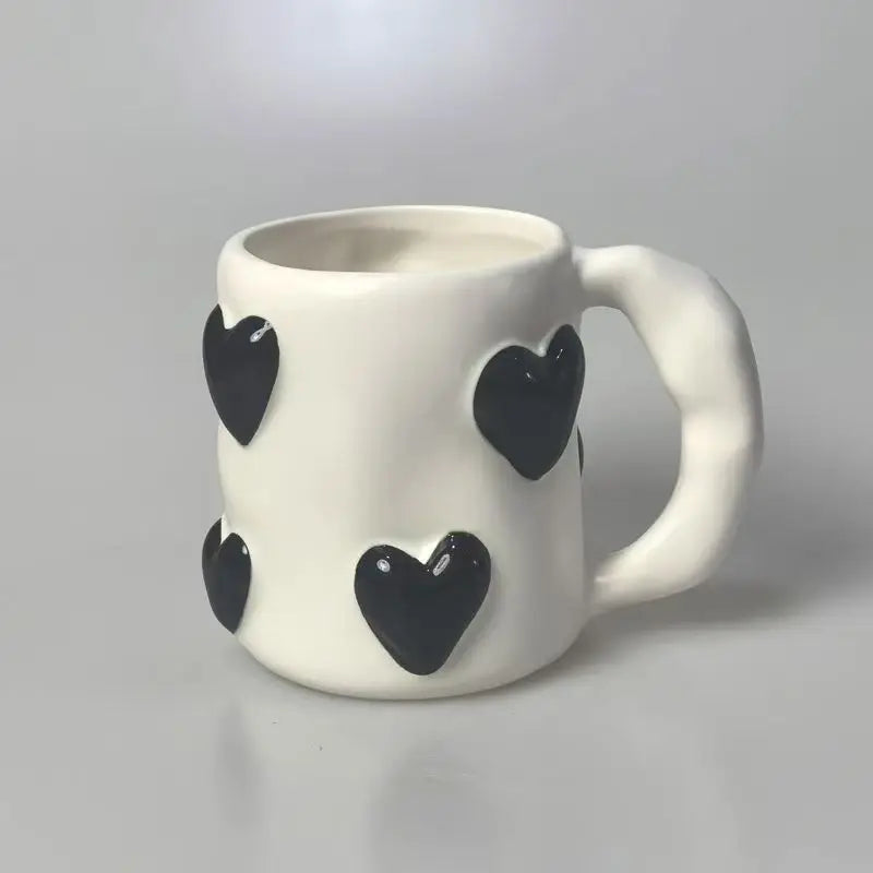 Cute Heart Pink Ceramic Mug Home Coffee Cups Set Kitchen Drinkware Set Birthday Gift Home Decoration