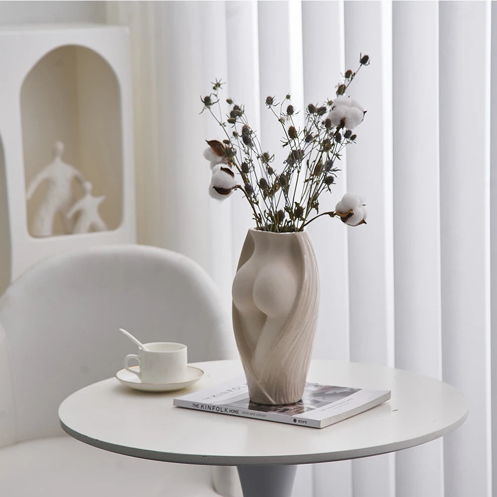 Decorative vases for flowers modern flower vase decoration home room decor nordic ceramic vase dried flower pots art plant pot
