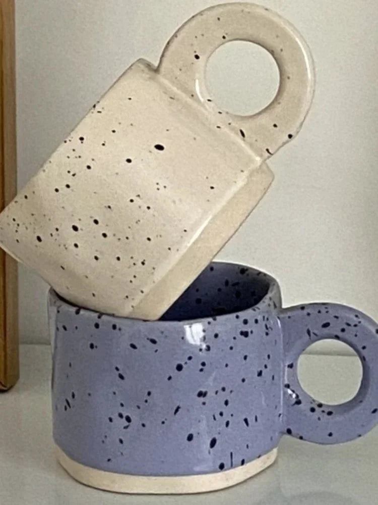 Ceramic Mug 250ml Ring Handl Coffee Milk Modern Print Porcelain Mug Handmade Ceramic Hot Chocolate Cup Couple Handgrip Cups