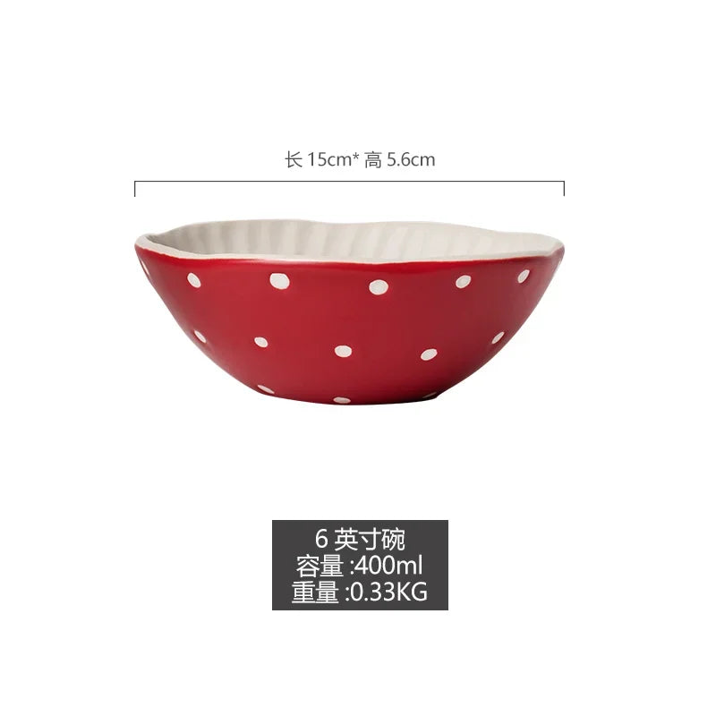 Cute Red Mushroom Ceramic Tableware Coffee Cup Afternoon Tea Set Creative Cartoon Pastry Plate Rice Bowl Salad Plate Dinner Dish