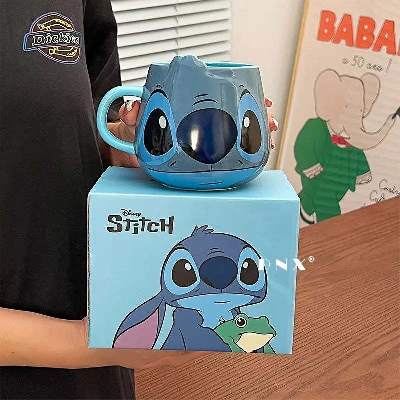 Disney Stitch New Cute Girl High Beauty Fashion Cartoon Creative Pattern Couple Milk Coffee Ceramic Mug Home Dormitory Gift Cup
