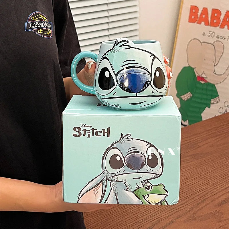 Disney Stitch New Cute Girl High Beauty Fashion Cartoon Creative Pattern Couple Milk Coffee Ceramic Mug Home Dormitory Gift Cup