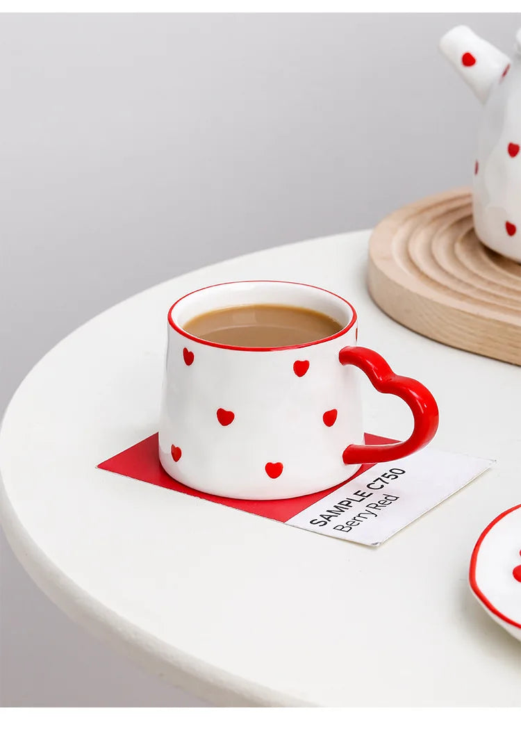 European Ceramic Coffee Cup Pot with Set Vintage English Afternoon Tea Large Teacups Coffe Cup Tea Cup