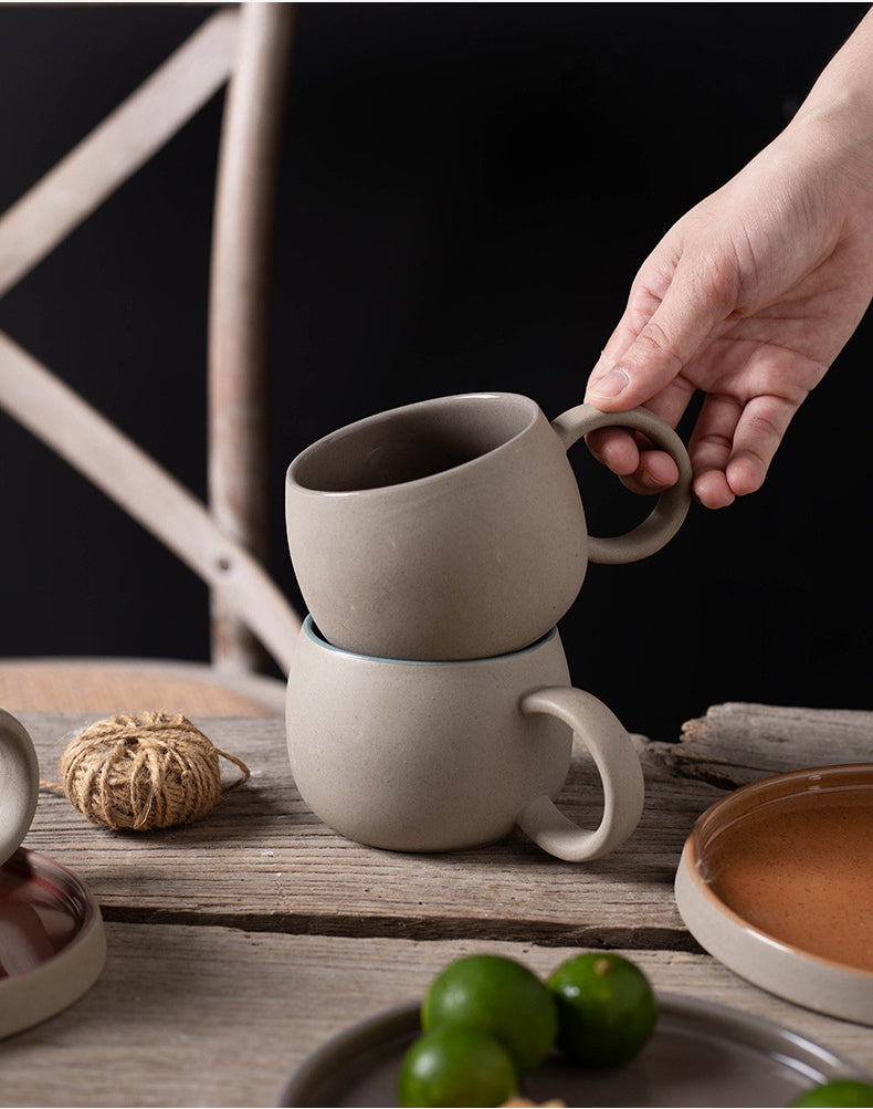 Ceramic Mug set In Japanese Retro Style Minimalist Afternoon Tea Cup Coffee Cup Dessert Mug Valentine's Day Gift cup