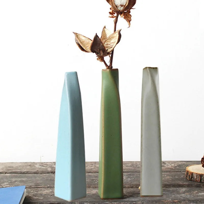 Macaron Ceramic Flower Vase Ins Plant Bottle Porcelain Bottles Bedroom Tabletop Decor Ornament Office Living Room Vase Ornament