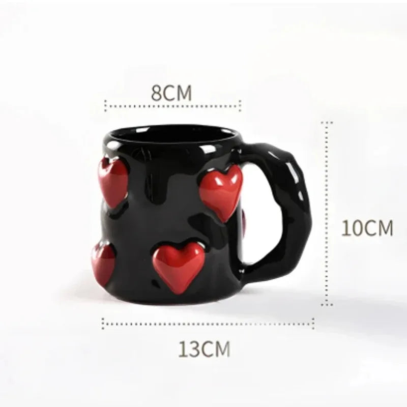 Cute Heart Pink Ceramic Mug Home Coffee Cups Set Kitchen Drinkware Set Birthday Gift Home Decoration